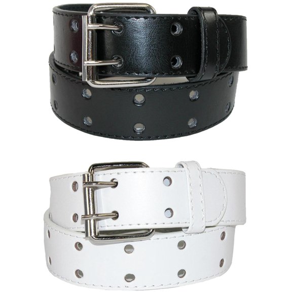 CTM Kid's Leather Two Hole Jean Belt (Pack of 2 Colors)