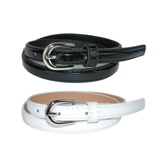 CTM Kid's 1/2 Inch Skinny Dress Belt (Pack of 2 Colors)