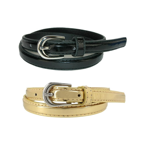 CTM Kid's 1/2 Inch Skinny Dress Belt (Pack of 2 Colors)