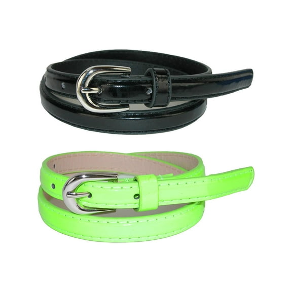CTM Kid's 1/2 Inch Skinny Dress Belt (Pack of 2 Colors)