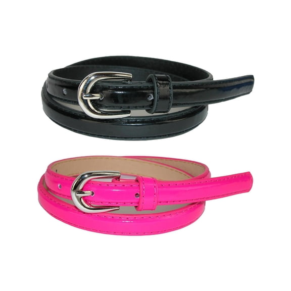 CTM Kid's 1/2 Inch Skinny Dress Belt (Pack of 2 Colors)