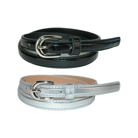 CTM Kid's 1/2 Inch Skinny Dress Belt (Pack of 2 Colors)