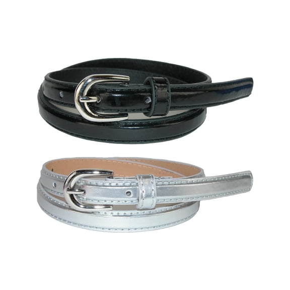 CTM Kid's 1/2 Inch Skinny Dress Belt (Pack of 2 Colors)