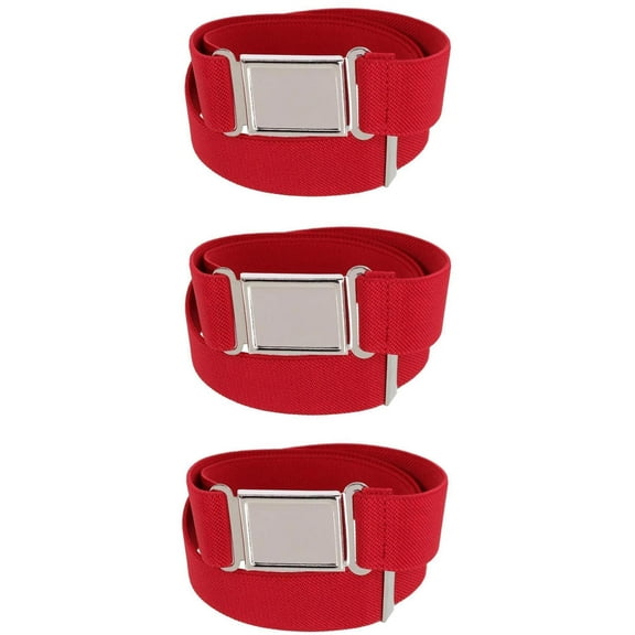 CTM Kids' Adjustable Elastic Belt with Magnetic Buckle (Pack of 3)
