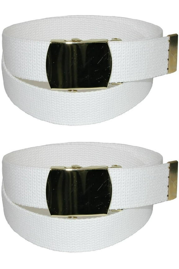 Kids' Cotton Adjustable Belt with Brass Clamp Slide Buckle (Pack of 2)