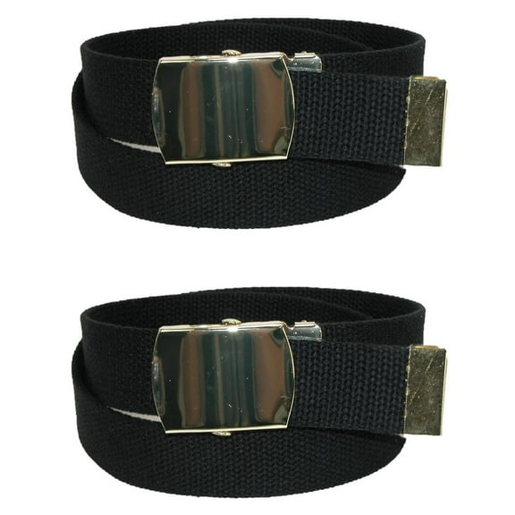 CTM Kids' Cotton Adjustable Belt with Brass Clamp Slide Buckle (Pack of 2)