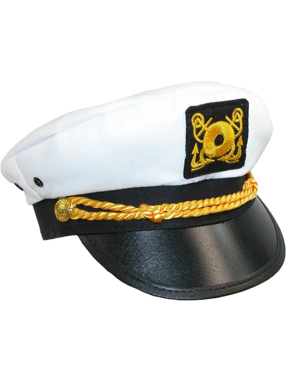 Kids' Cotton White Nautical Boating Captains Cap (Pack of 2)