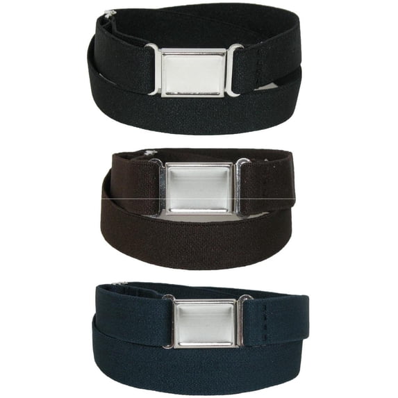 CTM Kids' Elastic Stretch Belt with Magnetic Buckle (Pack of 3 Colors)