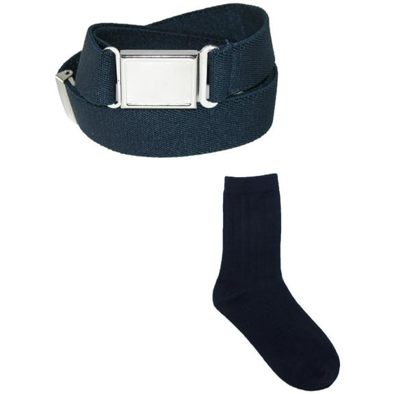 CTM Kids' Magnetic Buckle Elastic Belt  and Cotton Socks Uniform Set