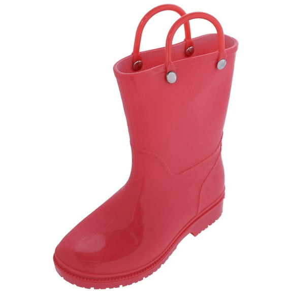 CTM Kids' Solid Color Waterproof Rainboots with Handles