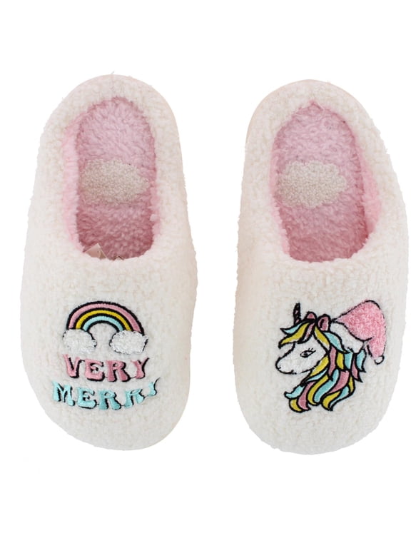 Kids' & Toddler Girls' Christmas Unicorn Holiday Slippers