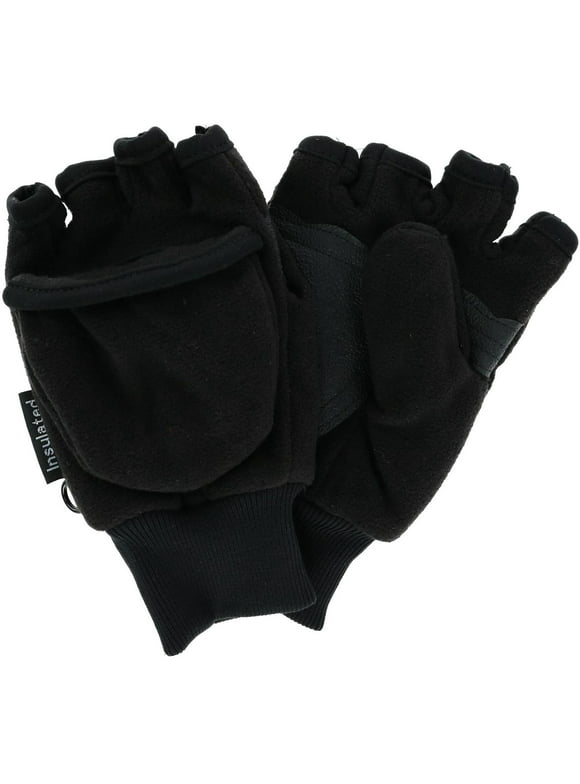 CTM Kids' and Teens' Fleece Convertible Fingerless Winter Mitten / Gloves