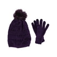 thumbnail image 1 of CTM  Knit Beanie Hat with Pom and Matching Gloves Set (Women), 1 of 5