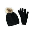 thumbnail image 1 of CTM  Knit Beanie Hat with Pom and Matching Gloves Set (Women), 1 of 1
