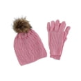 thumbnail image 1 of CTM  Knit Beanie Hat with Pom and Matching Gloves Set (Women), 1 of 1