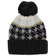 thumbnail image 1 of CTM  Knit Houndstooth Pattern Winter Beanie Hat with Pom (Women), 1 of 3