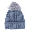 thumbnail image 1 of CTM  Knit Winter Beanie with Cuff and Synthetic Fur Pom (Women), 1 of 4