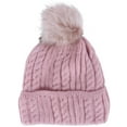 thumbnail image 1 of CTM  Knit Winter Beanie with Cuff and Synthetic Fur Pom (Women), 1 of 4