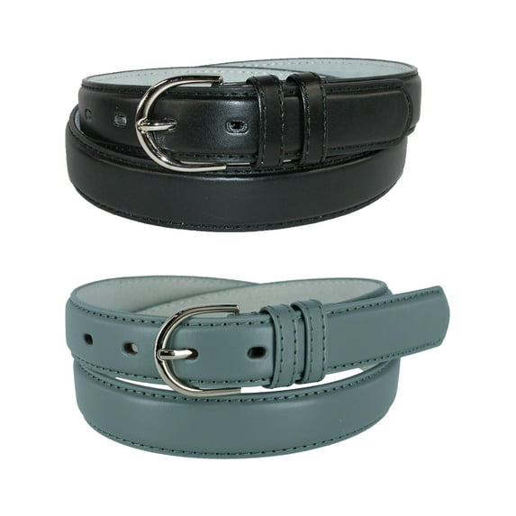 CTM Leather 1 1/8 Inch Dress Belt (Pack of 2 Colors) (Women)