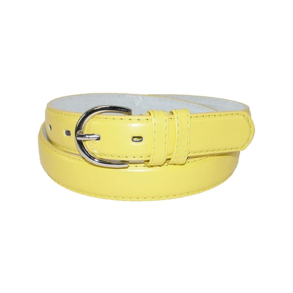 CTM  Leather Dress Belt 1 1/8 Inch Silver Buckle (Women)