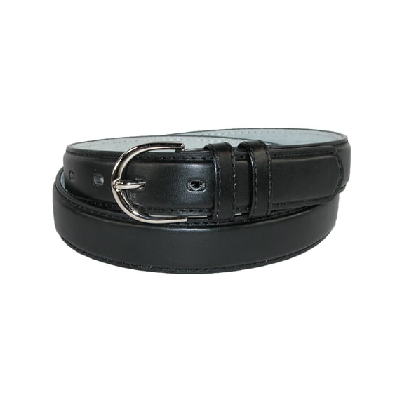 CTM Leather Dress Belt 1 1/8 Inch Silver Buckle (Women)