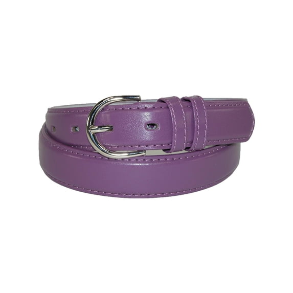 CTM Leather Dress Belt 1 1/8 Inch Silver Buckle (Women)