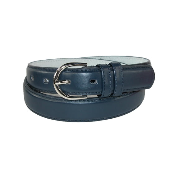 CTM Leather Dress Belt 1 1/8 Inch Silver Buckle (Women)