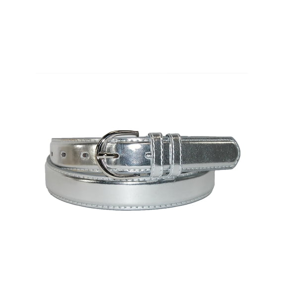 CTM Metallic Leather Dress Belt 1 1/8 Inch (Women)