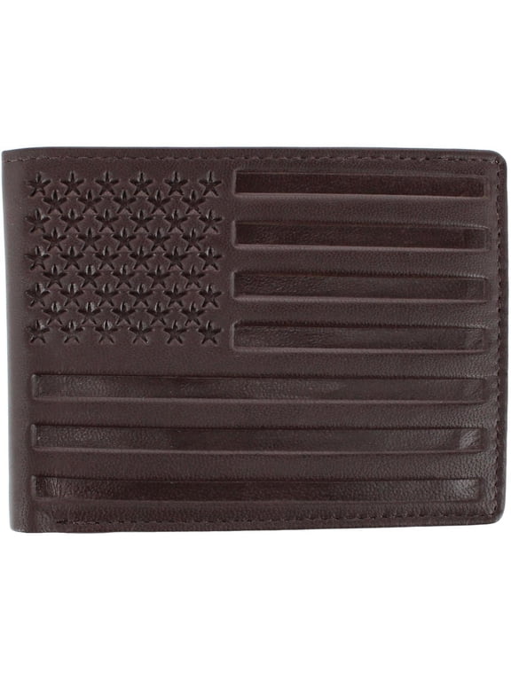 Leather American Flag Embossed Bifold Wallet (Men)