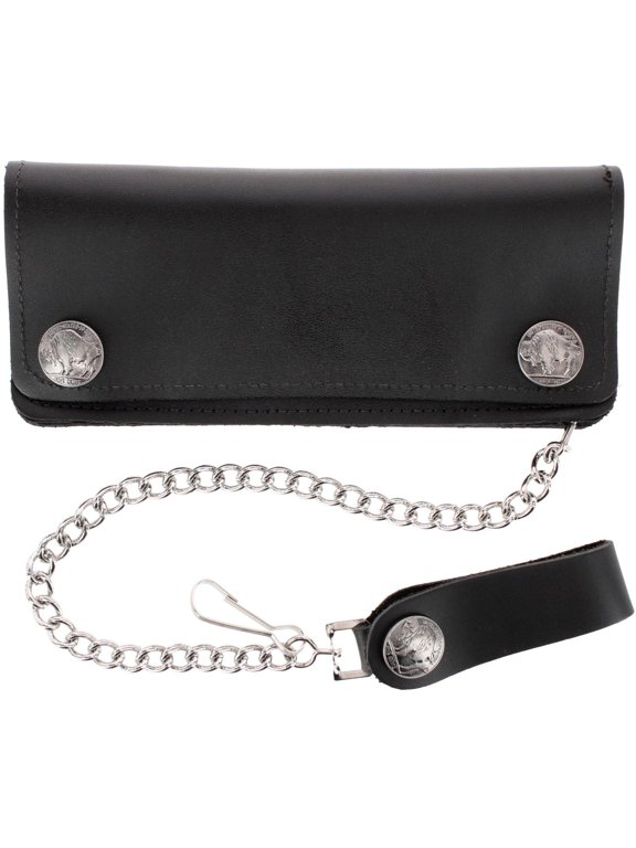 Leather Chain Wallet Buffalo Nickel Snaps (Men)