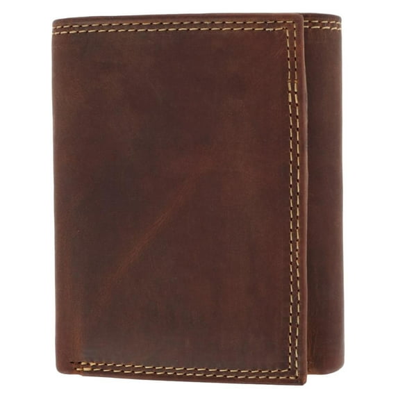 CTM Leather Contrast Stitch Trifold Wallet (Men)