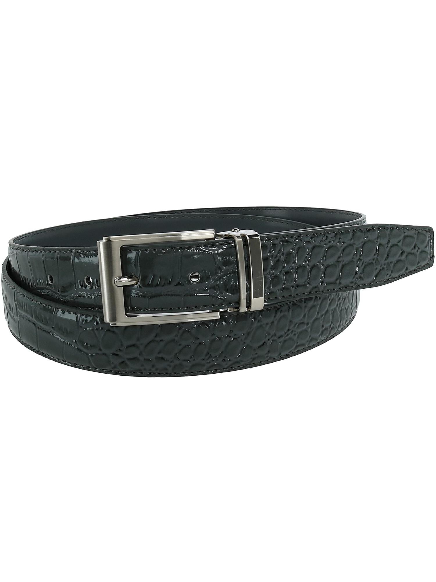 CTM Leather Croc Print Dress Belt with Clamp On Buckle (Men Big & Tall ...