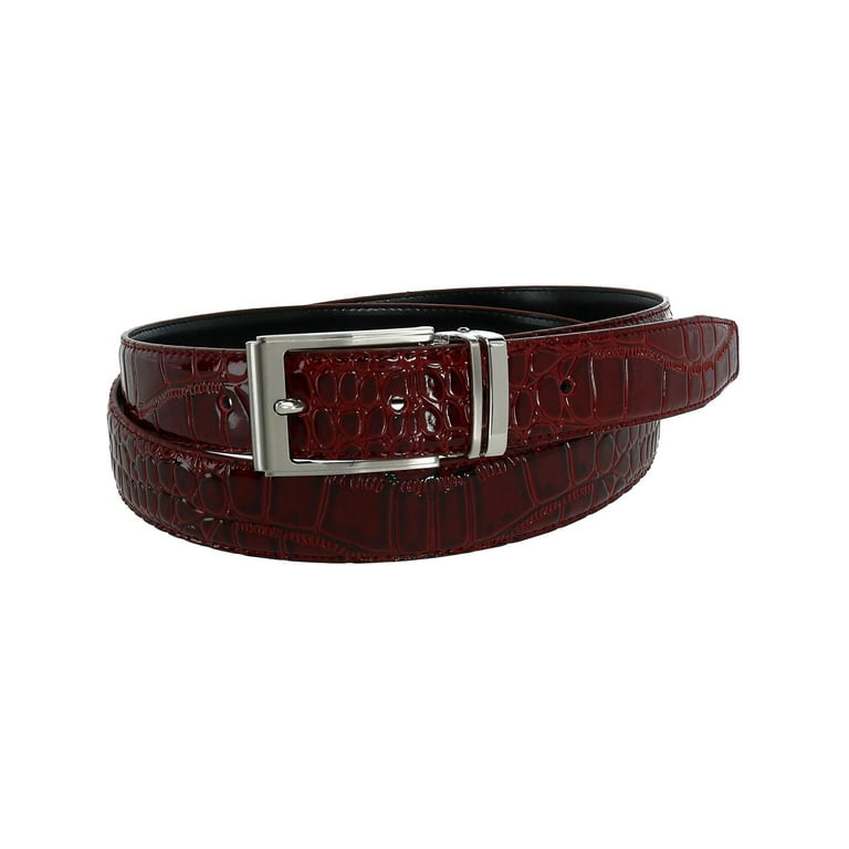 CTM Leather Croc Print Dress Belt with Clamp On Buckle Men Big Tall
