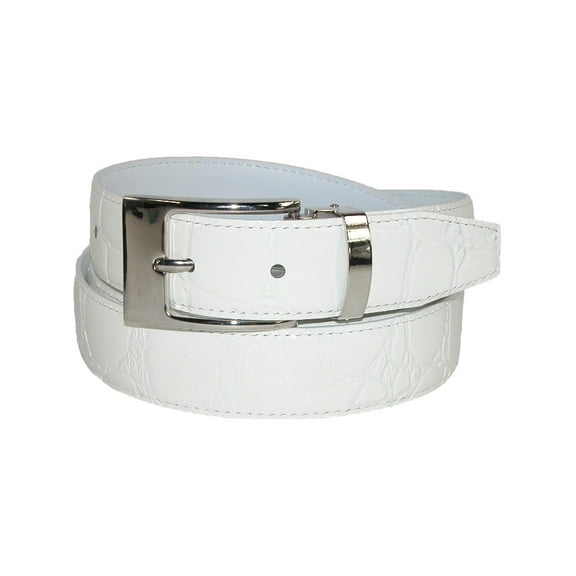 CTM  Leather Croc Print Dress Belt with Clamp On Buckle (Men Big & Tall)