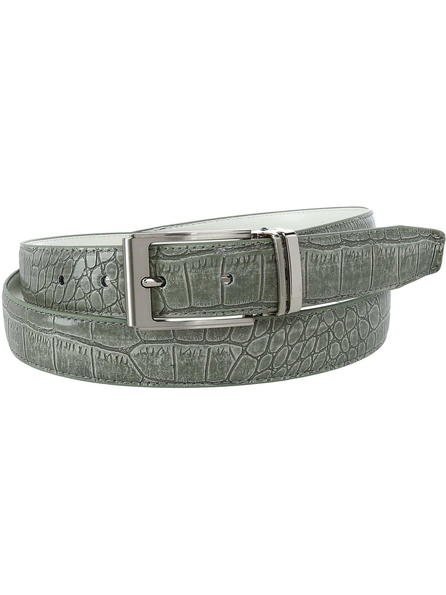 Faux Leather Crocodile Grain Wide Belt with Silver Buckle C8099 Calzoleria Toscana Crocodile Belt - Toscana USA main image 2