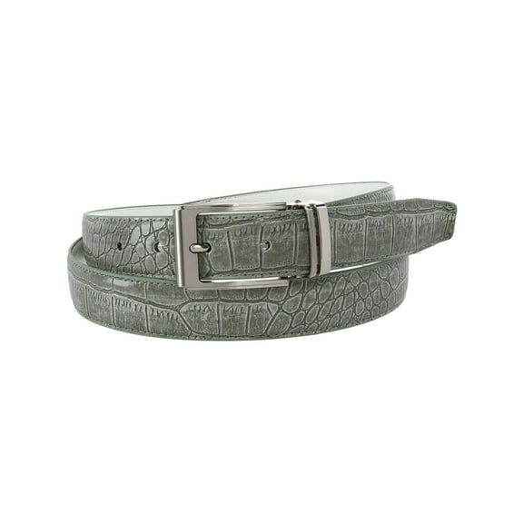 CTM  Leather Croc Print Dress Belt with Clamp On Buckle (Men Big & Tall)