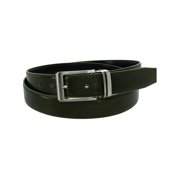 CTM  Leather Croc Print Dress Belt with Clamp On Buckle (Men Big & Tall)