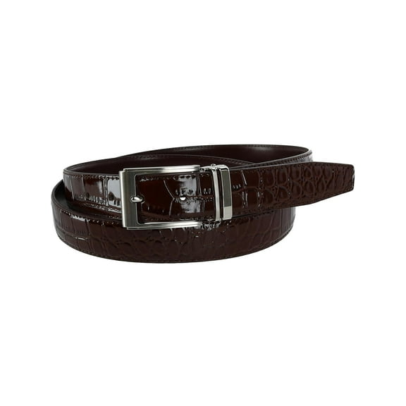 CTM  Leather Croc Print Dress Belt with Clamp On Buckle (Men Big & Tall)