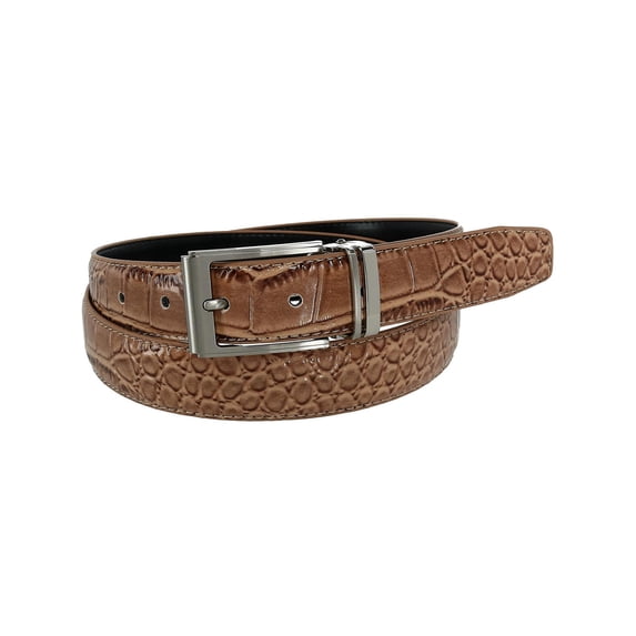 CTM Leather Croc Print Dress Belt with Clamp On Buckle