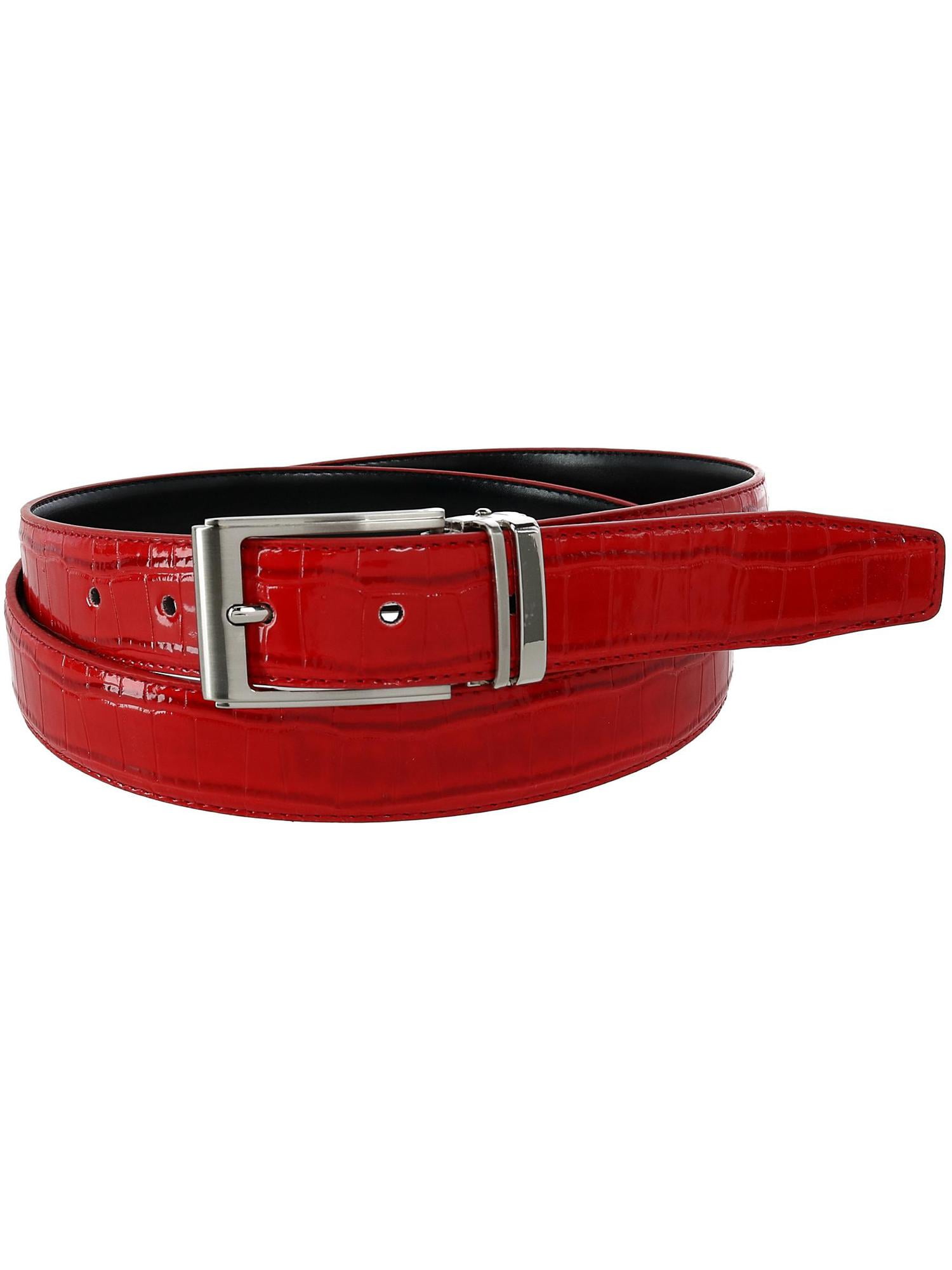 CTM Leather Croc Print Dress Belt with Clamp On Buckle 