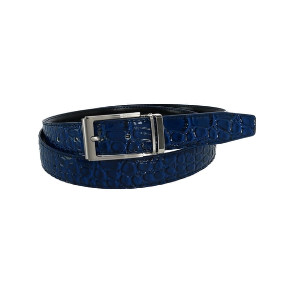 CTM Leather Croc Print Dress Belt with Clamp On Buckle