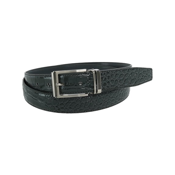 CTM Leather Croc Print Dress Belt with Clamp On Buckle