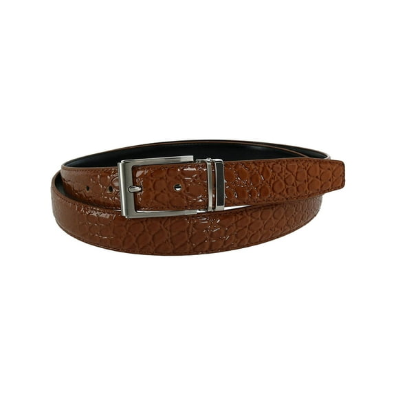 CTM Leather Croc Print Dress Belt with Clamp On Buckle