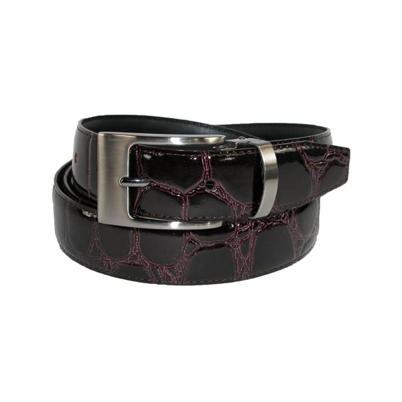 CTM Leather Croc Print Dress Belt with Clamp On Buckle