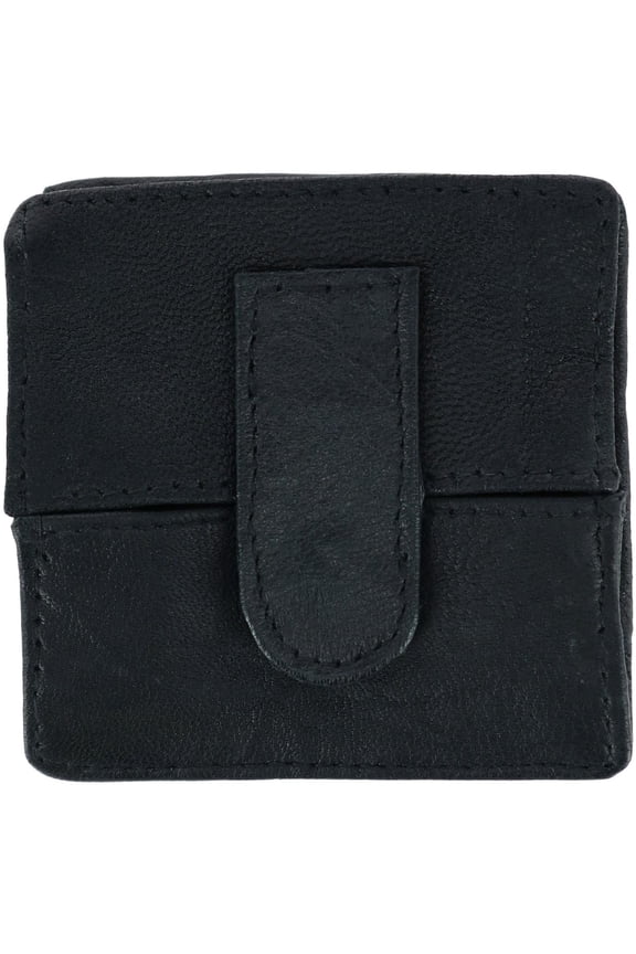 Leather Fold Up Coin Change Pouch with Snap Button Closure