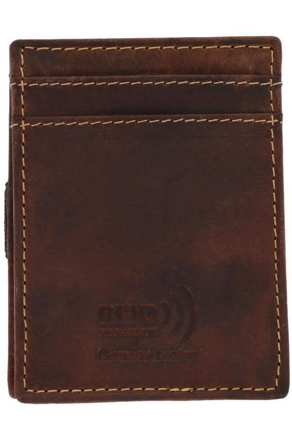 Leather Front Pocket Wallet with Elastic Keeper (Men)