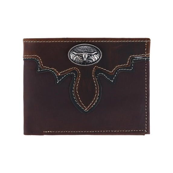 CTM Leather Longhorn Concho Bifold Wallet (Men)