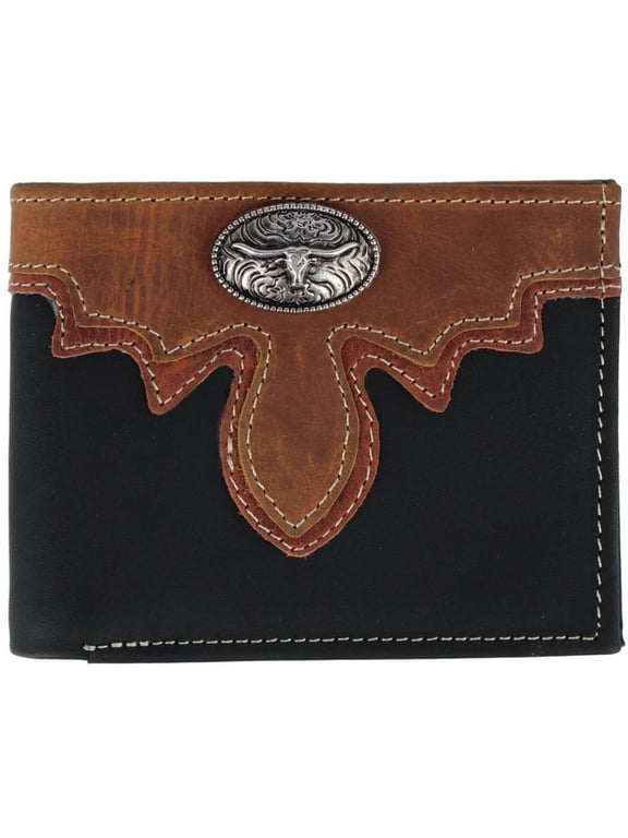 Leather Longhorn Concho Bifold Wallet (Men)
