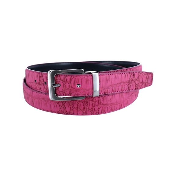 CTM Leather Matte Reversible Croc Print Clamp on Buckle Belt