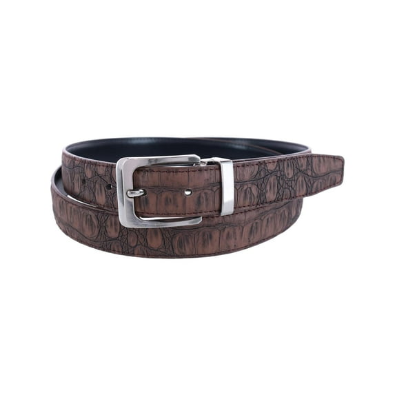 CTM Leather Matte Reversible Croc Print Clamp on Buckle Belt